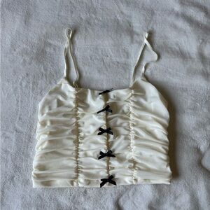 Forever 21 Cream Camisole with Black Bow Details